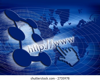 Communication posters with abstract background and world map