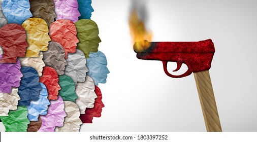 Community Violence And Violent Attack As A Gun Shaped As A Match On Fire With 3D Illustration Elements.