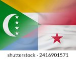 Comoros and Panama national flag transborder contract PAN COM banner country Panama Comoros patriotism. 3d image