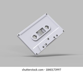 Compact Cassette Mockup template isolated on white background, 3d illustration.