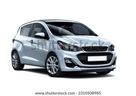 Compact hatchback on white - 3D render