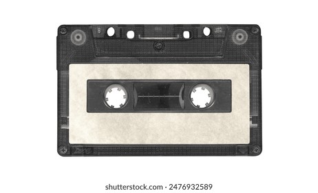 Compact music cassette tape mockup with stickers, top view - Powered by Shutterstock