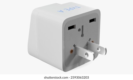 Compact plug adapter designed for use with Type A sockets, suitable for various international power outlets.