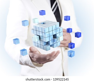 Company Formation Concept. Global Organization Development And Training Of Cubes