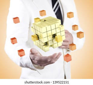 Company Formation Concept. Global Organization Development And Training Of Cubes