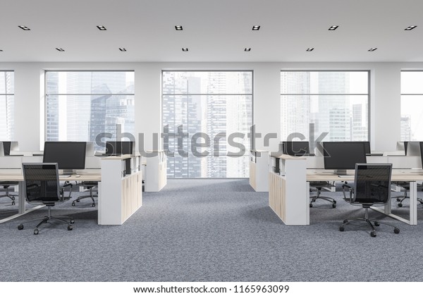 Company Office Corner Gray Carpet Rows Stock Illustration 1165963099