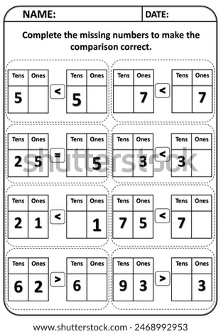 comparing numbers to 100 less than grater than place value spring theme worksheets 
