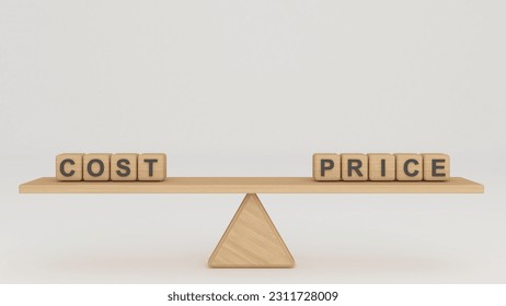 Comparison between cost and price, idea and  concept ,business investment finance,3d rendering