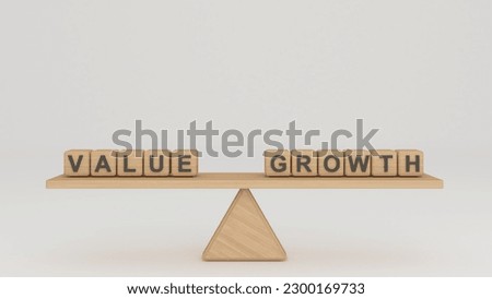Comparison between value and growth, idea and  concept ,business investment finance,3d rendering