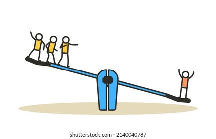 Comparison Employee Business People Illustration. Advocate Person Unbalanced Weight. Woman And Man On Swing Outweigh Concept Idea Design. Solution Choice Value Human. Problem Banner Job Team