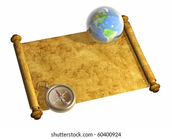 Compass Antique Scroll Isolated Over White Stock Illustration 60400924 ...