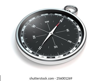 compass with modern black scale on white background