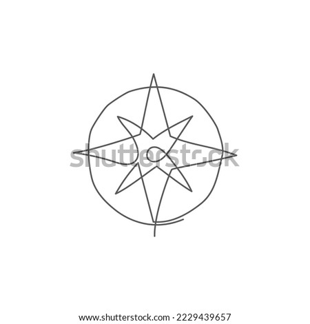 Compass One line drawing on white background.