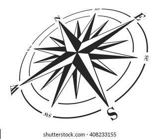 Compass rose isolated on white. Raster illustration