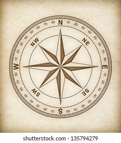 compass rose on old paper