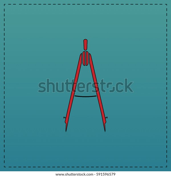 Compass Simple flat button. Red Illustration icon\
and black stroke