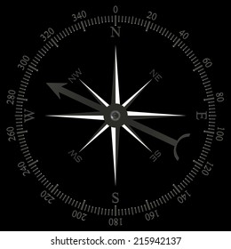 Compass Wind Rose Isolated Black Background Stock Illustration 215942137