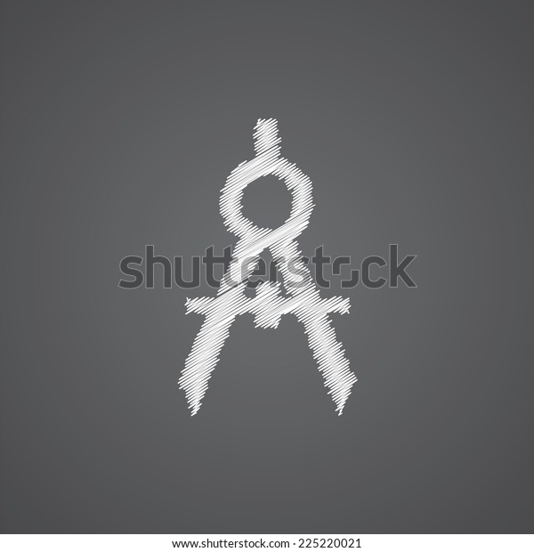 compasses sketch logo doodle icon isolated on dark\
background 