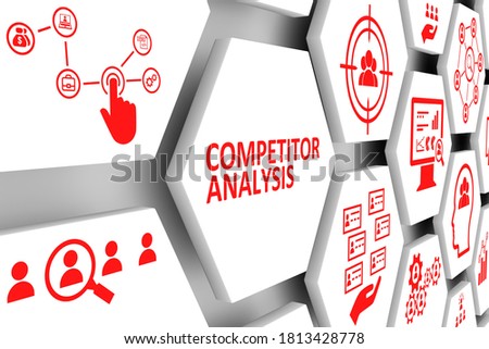 COMPETITOR ANALYSIS concept cell background 3d illustration