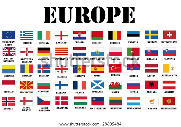 Complete Set All Official European Flags Stock Illustration 28605484