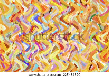Complex hallucinatory abstract illustration of sinuous overlapping waves like a pit of writhing multicolored snakes