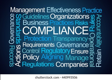 Compliance Word Cloud On Blue Background Stock Illustration 440993506 ...