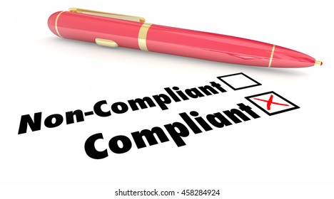 Compliant Check Box Pen Mark Non Compliance 3d Illustration