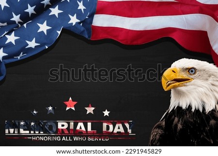 Composite image of a Bald Eagle with a flag and fireworks in the background. Nice patriotic image for Independence Day, Memorial Day, Veterans Day and Presidents Day.