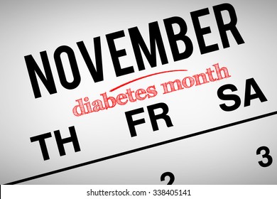 Composite image of diabetes month against november on calendar - Powered by Shutterstock