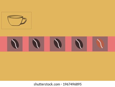 Composition of coffee bean icons in squares, and coffee cup on brown background. coffee shop loyalty token stamp card design template concept, digitally generated image. - Powered by Shutterstock