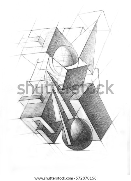 Composition Geometric Rotating Bodies Insertion Various Stock ...