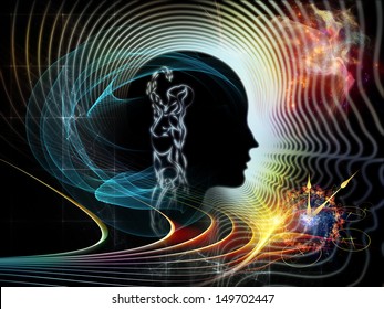 Composition of  human feature lines and symbolic elements to serve as a supporting backdrop for projects on human mind, consciousness, imagination, science and creativity - Shutterstock ID 149702447