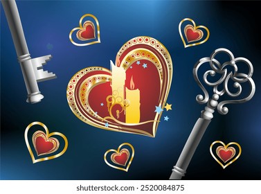 composition with key and candles for fortune telling evening - Powered by Shutterstock