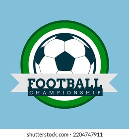 Composition Of Logo With Football Championship Text On Blue Background. Football Logo Square Concept Digitally Generated Image.