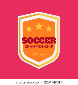 Composition Of Logo With Soccer Championship Text On Red Background. Football Logo Square Concept Digitally Generated Image.