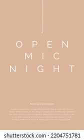 Composition Of Open Mic Night Text On Pink Background. Poster Maker Concept Digitally Generated Image.