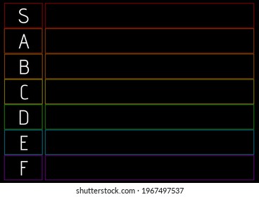 Composition of tier list with white letters and colourful line grid on black background. sport or gaming tier list design template concept with copy space for entries, digitally generated image. - Powered by Shutterstock