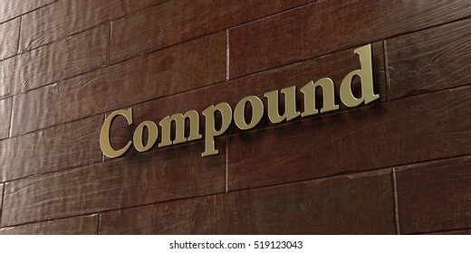 Compound - Bronze Plaque Mounted On Maple Wood Wall  - 3D Rendered Royalty Free Stock Picture. This Image Can Be Used For An Online Website Banner Ad Or A Print Postcard.