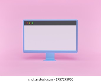 Computer Blank Screen. Minimal Design. Copy Space. 3d Rendering