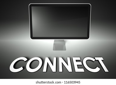 Computer blank screen with word Connect, copyspace
