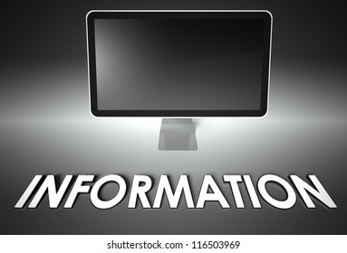 Computer blank screen with word Information, copyspace