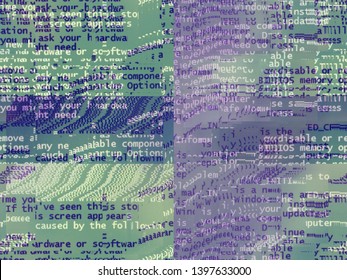 Computer blue screen error, glith effect, painting