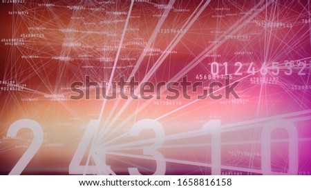 Computer cloud system concept. Digital numbers connected each other altogether on the blue background. 3d rendering.