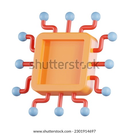 Computer CPU 3D Icon Illustration