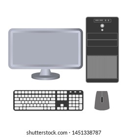 Computer Desktop with keyboard and mouse.