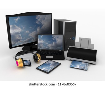 Computer Devices Office Equipment 3d Rendered Stock Illustration ...