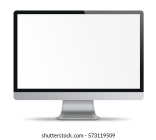 Computer display with blank screen. Front view. Isolated on white background. 3D illustration