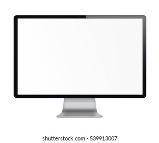 Computer display with blank screen isolated on white background. Front view. 3D illustration.