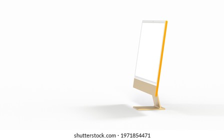 Computer display with blank white screen 3d