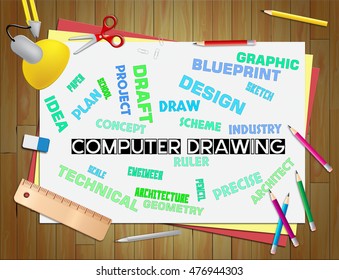 Computer Drawing Showing Sketching Design And Designer